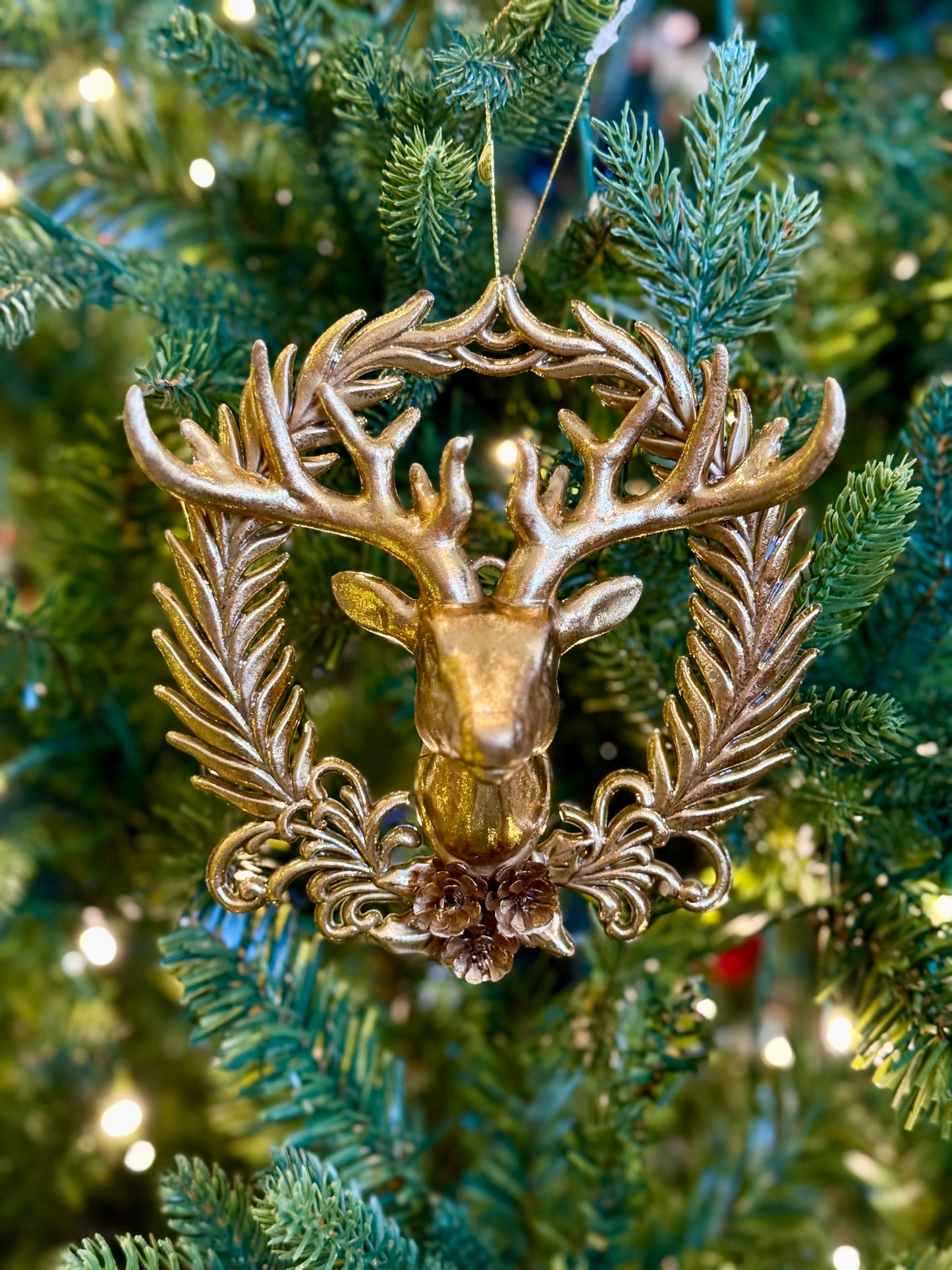 Gold Deer with Wreath Hanging Ornament 4438857