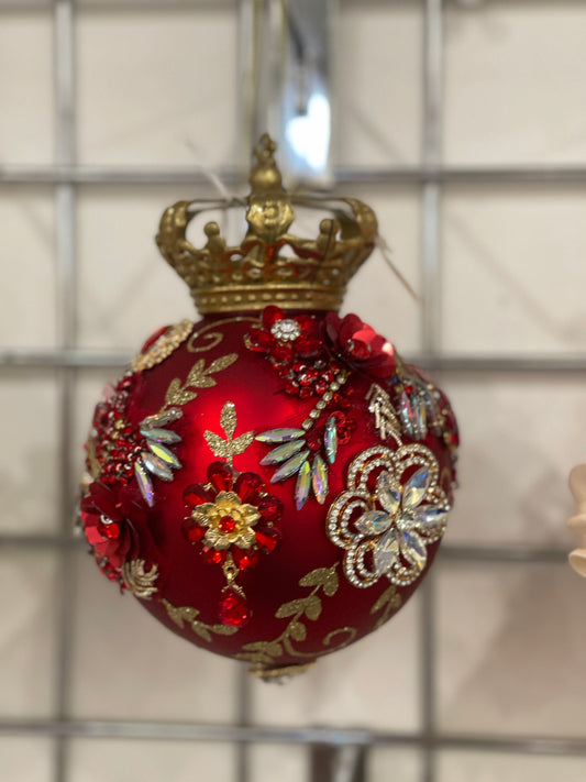 MARK ROBERTS CROWN JEWELS ORNAMENT - RED 7 INCH ROUND 36-54278
