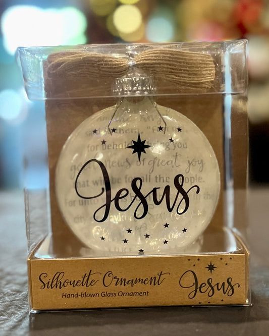 JESUS SILHOUETTE DISC GLASS ORNAMENT 12657