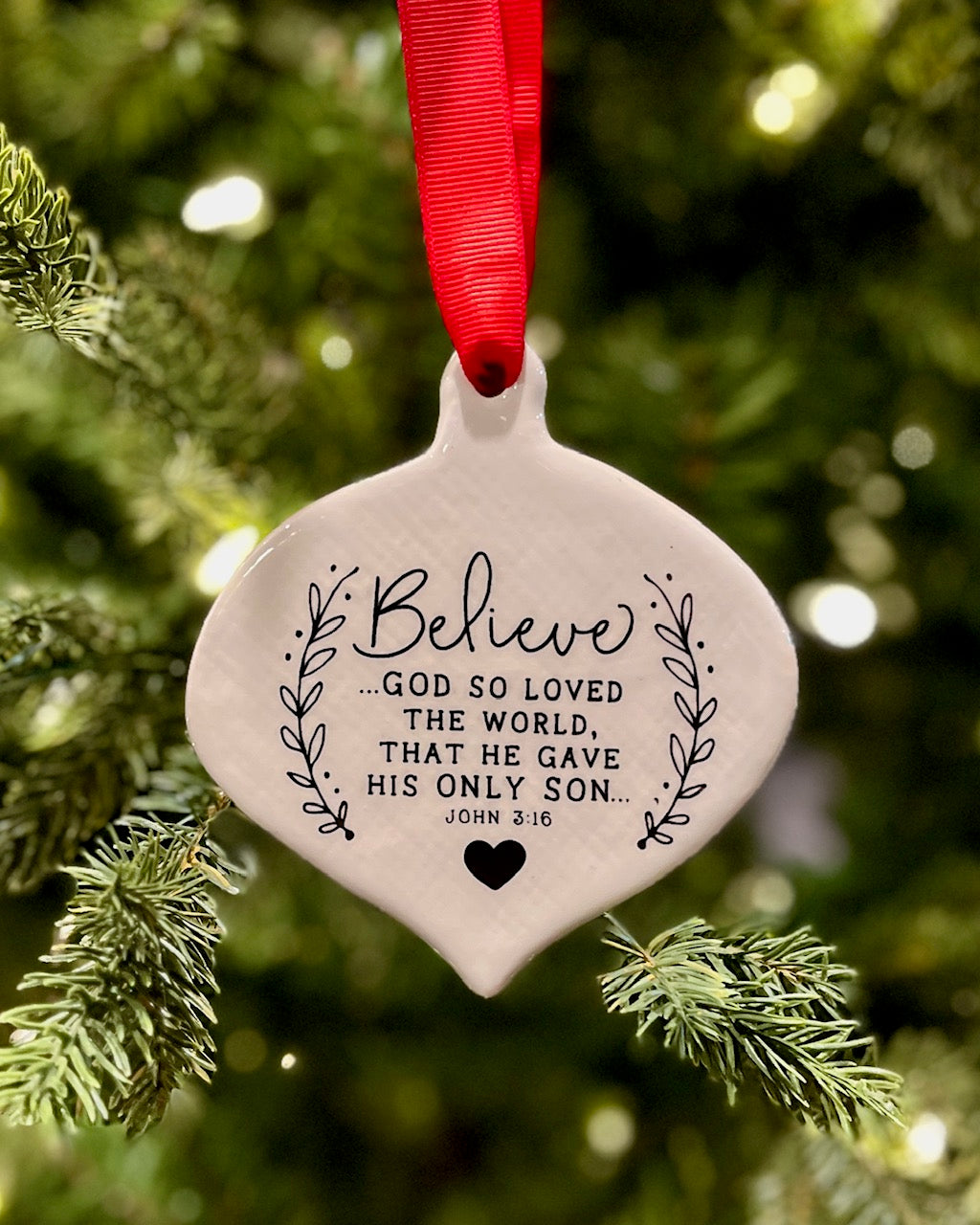 BELIEVE RIBBON HANGING ORNAMENT 82358