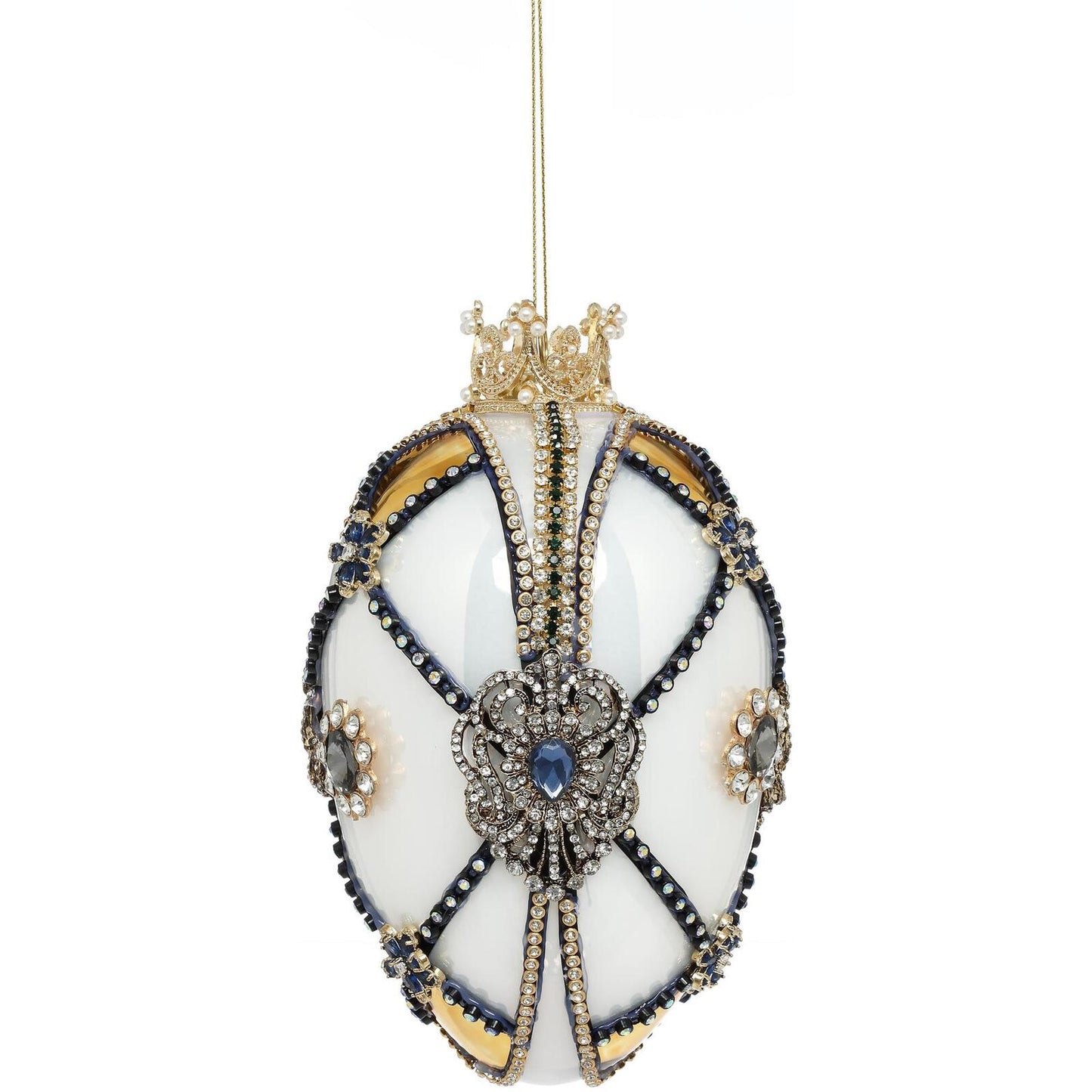 MARK ROBERTS - KING'S JEWELS FABERGE EGG IVORY & GOLD HANGING ORNAMENT 36-45962