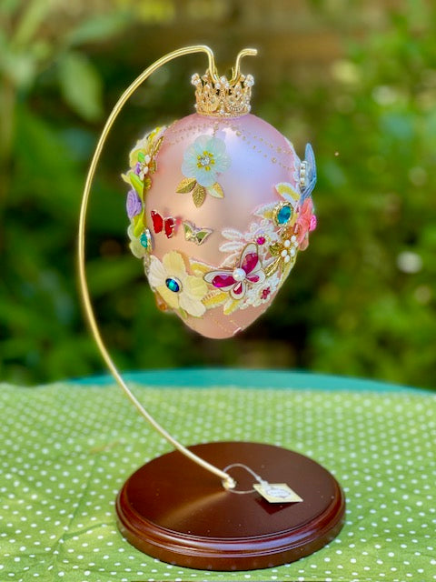 MARK ROBERTS FABERGE EGG 7 INCH JEWEL PALE PINK ORNAMENT 36-44206