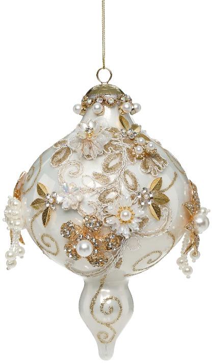 MARK ROBERTS - White Kings Jewel Extra Fancy Finial Ornament 36-61512