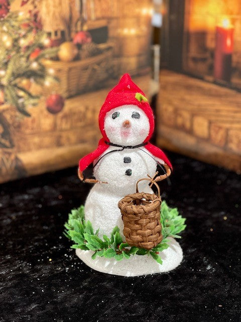 BYERS' CHOICE FREEZY THE SNOWMAN WITH BASKET