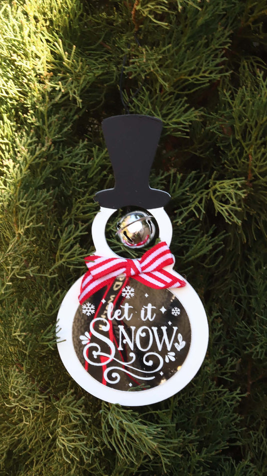 LET IT SNOW SNOWMAN SHAPED HANGING ORNAMENT JX6187