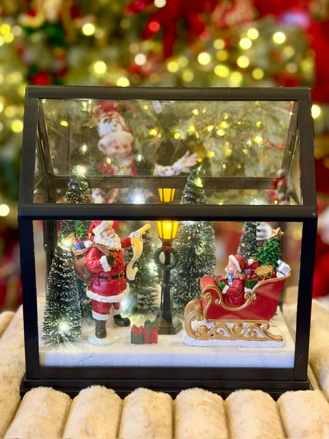 BLACK LANTERN LED SANTA WITH LAMP MUSICAL 426A