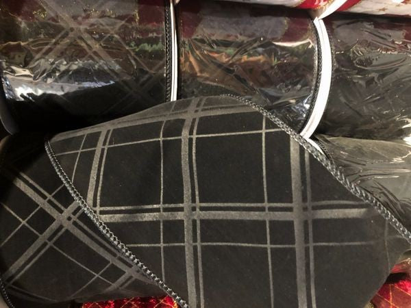 BLACK PATTERNED VELOUR RIBBON MTX62853