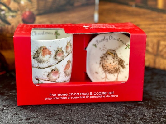 WRENDALE FAMILY XMAS MUG & COASTER