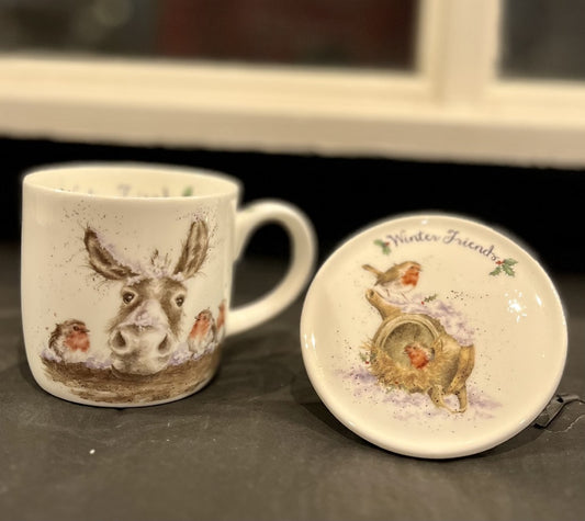 WRENDALE DESIGN WINTER FRIENDS MUG & COASTER