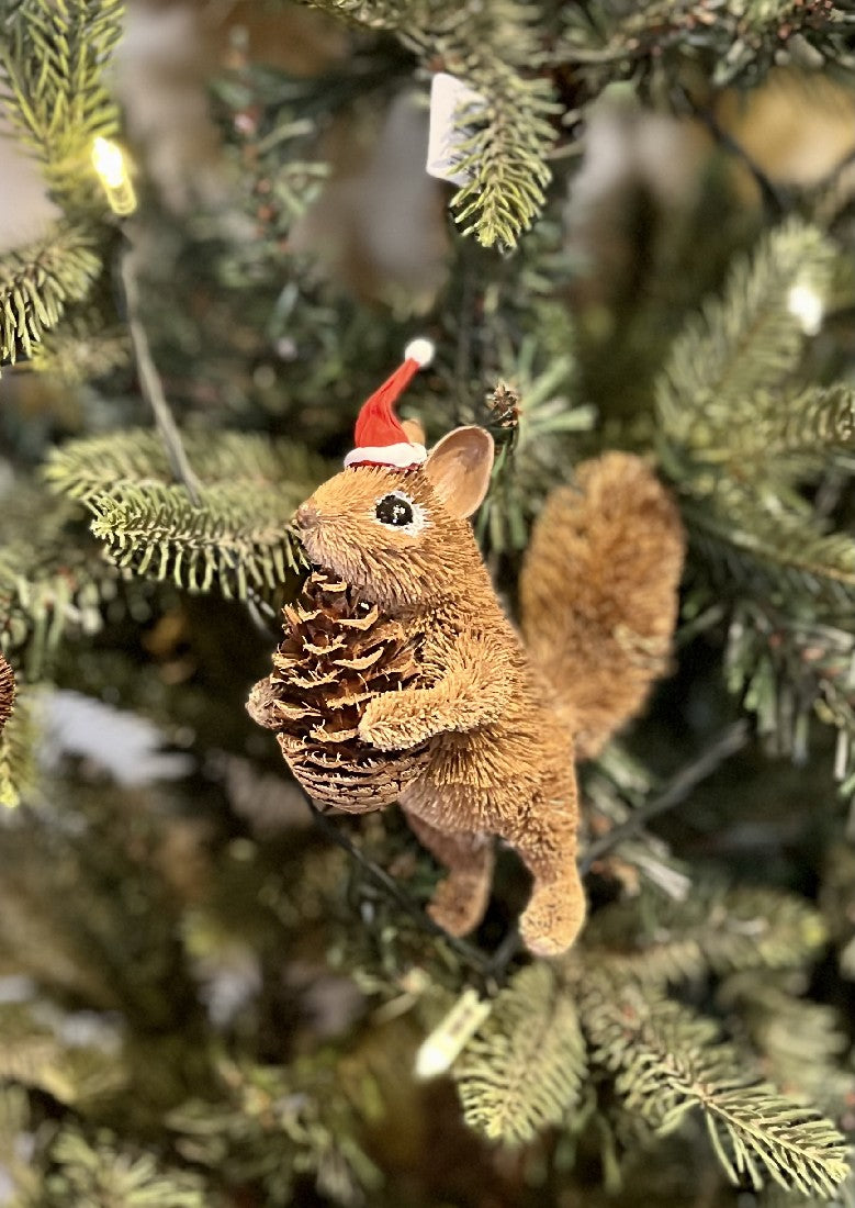 BROWN SQUIRREL STANDING HANGING ORNAMENT