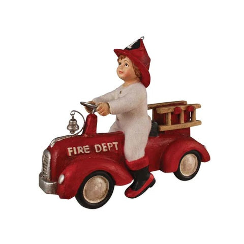 BETHANY LOWE ETHAN ON FIRE TRUCK HANGING ORNAMENT TD4099