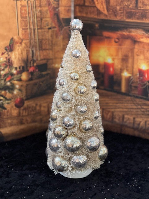 BETHANY LOWE SILVER & GOLD WHITE BOTTLE BRUSH TREE LARGE LC9578