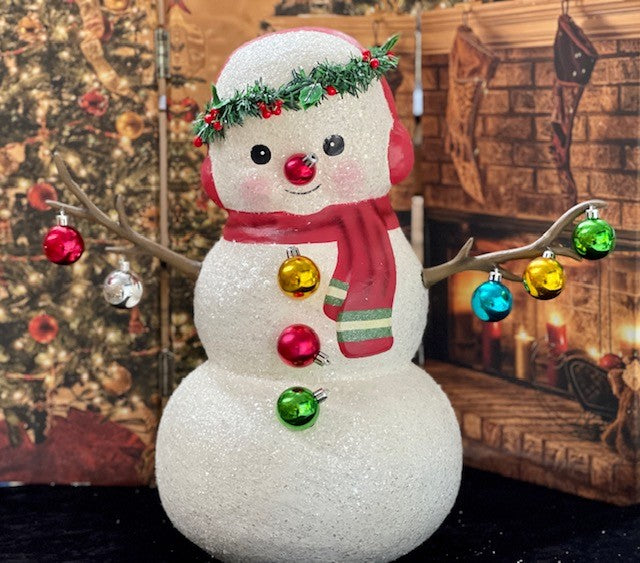 Bethany Lowe - Christmas - newest Baubles Snowman Large Paper Mache - Holiday Decor