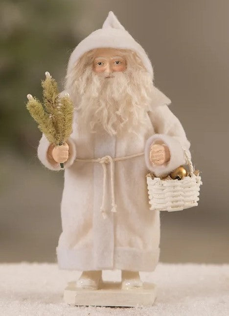 BETHANY LOWE VINTAGE WHITE SANTA WITH TREE & BASKET TD1144