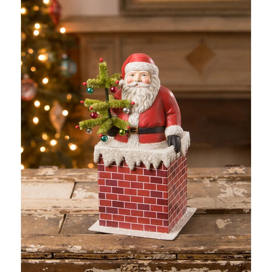 BETHANY LOWE VINTAGE SANTA IN CHIMNEY BOX TJ1319