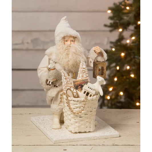 BETHANY LOWE VINTAGE WINTER WISHES SITTING SANTA WITH BASKET OF TOYS TD2148