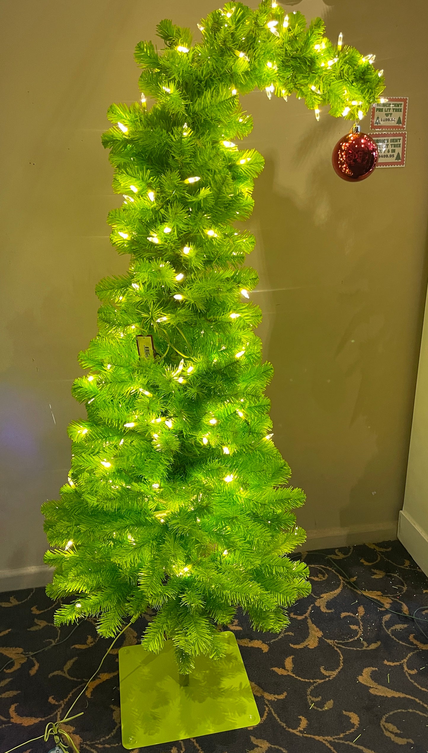 GRINCH GREEN PRE LIT 4FT BENT OVER TREE HZG4 (BULKY ITEM EXTRA POST)