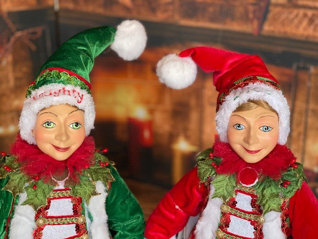 KATHERINE'S COLLECTION SANTA CLAUS IS COMING TO TOWN - 26" NAUGHTY DOLL