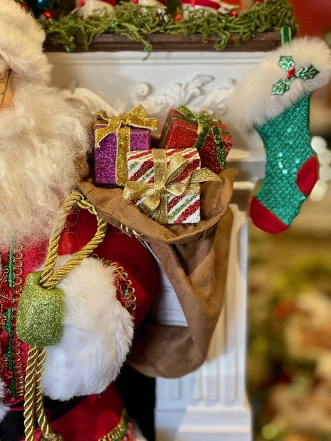 SANTA CLAUS IS COMING TO TOWN - 36" SANTA COMING OUT FIREPLACE TREETOPPER/TABLE PIECE 28-128173