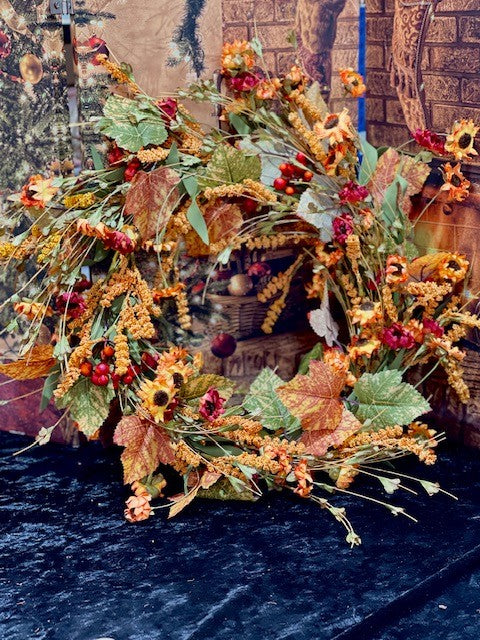 AUTUMN HEATHER MINI SUNFLOWER WREATH