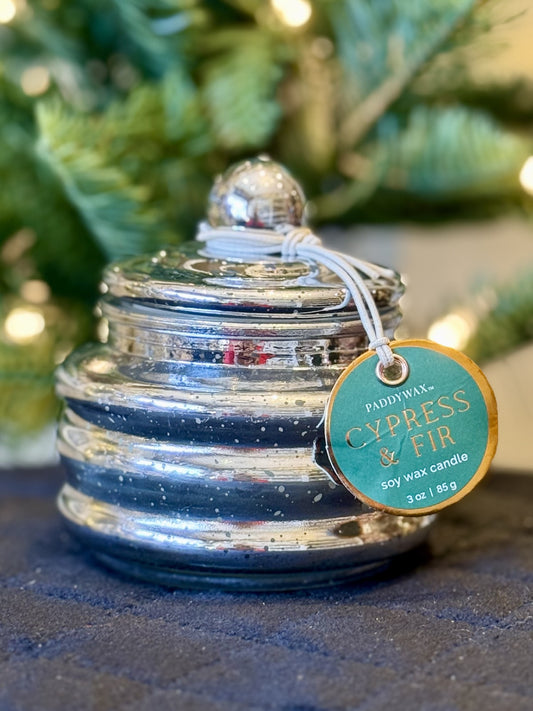 PADDYWAX - SILVER GLASS MINI CANDLE - CYPRESS & FIR CFH0304AU