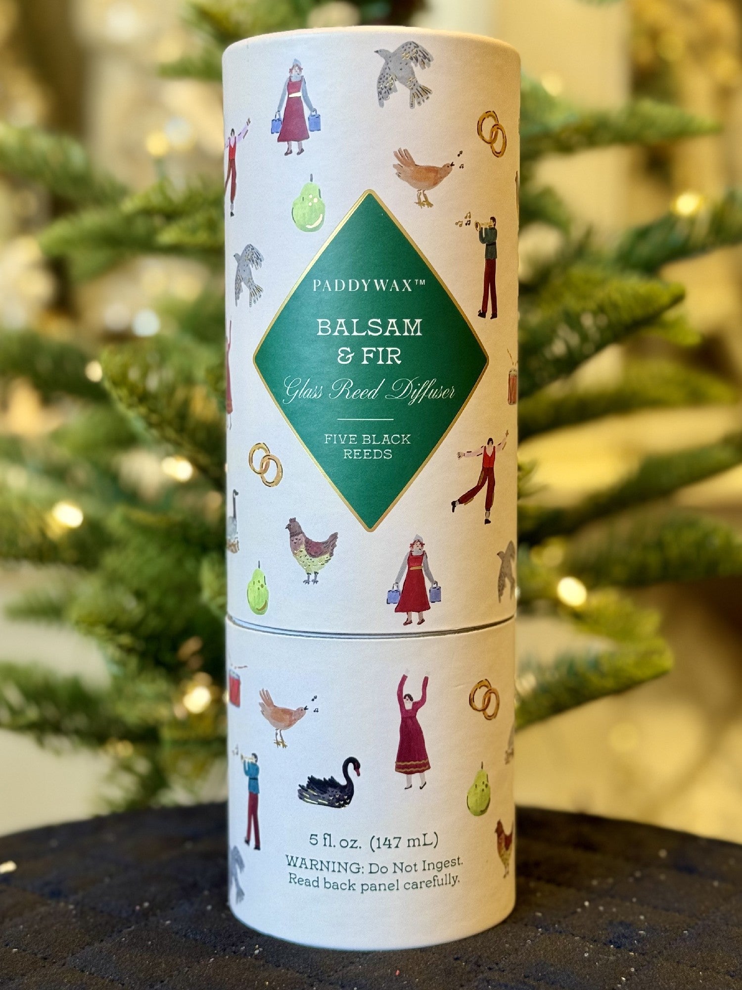 PADDYWAX - HOLIDAY RIBBED GREEN GLASS DIFFUSER - BALSAM & FIR CHD0502AU