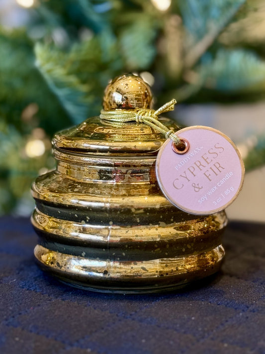PADDYWAX - GOLD MERCURY MINI JAR CANDLE - CYPRESS & FIR CFH0308AU