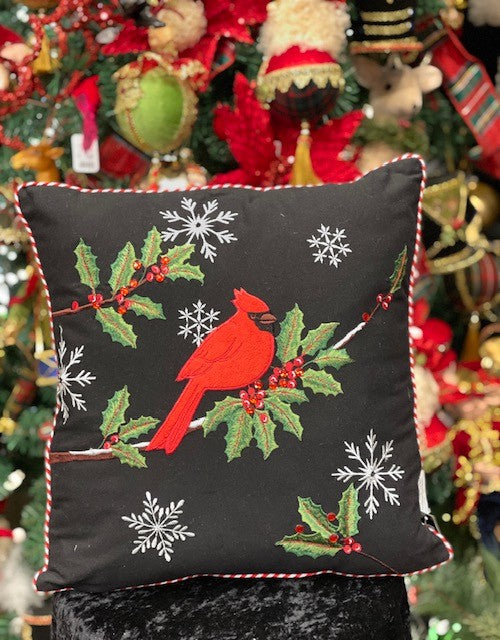 BLACK CARDINAL PILLOW