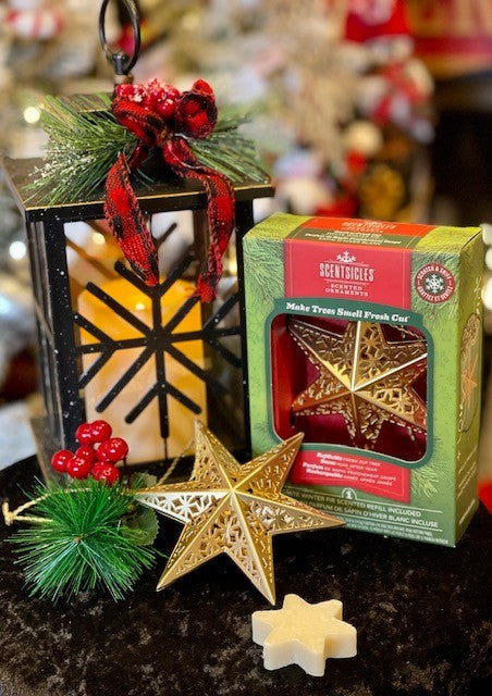 SCENTSICLES WHITE WINTER FIR SCENTED GOLD STAR ORNAMENT