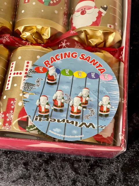 RACING SANTA BOX OF 6 CHRISTMAS CRACKERS 72310RR