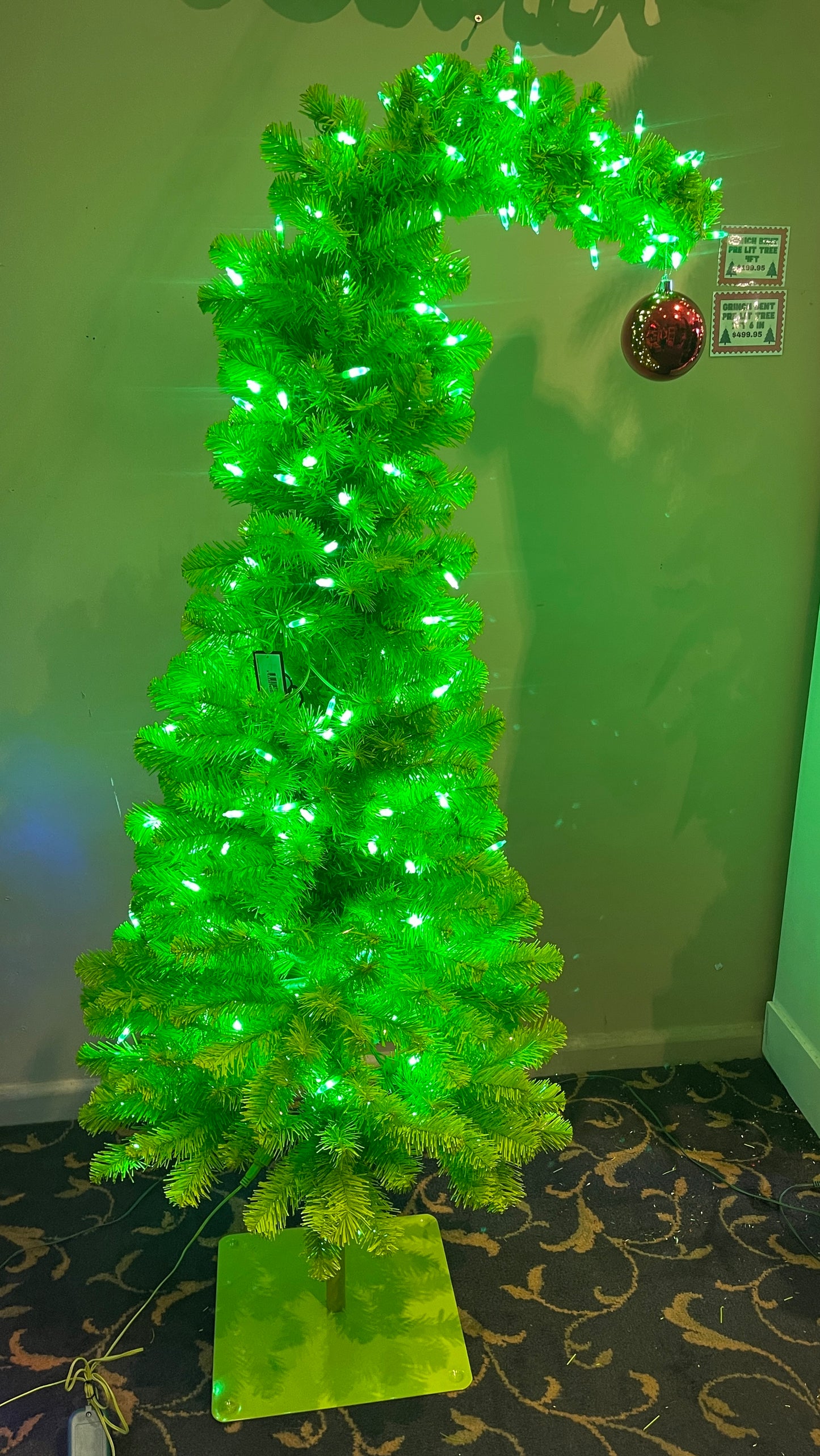 GRINCH GREEN PRE LIT 4FT BENT OVER TREE HZG4 (BULKY ITEM EXTRA POST)