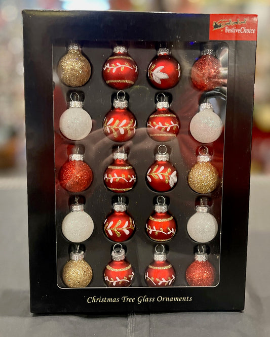 SET OF 20 TRADITIONAL MIXED MINI BAUBLES 24595/G