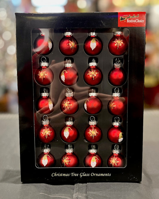 SET OF 20 RED CHRISTMAS MINI BAUBLES 24596/G