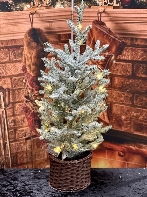 SNOWY POTTED TREE WITH LED X1044