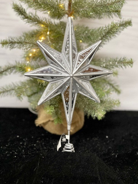 CRAZED MIRROR SILVER TREE TOPPER X2258SL