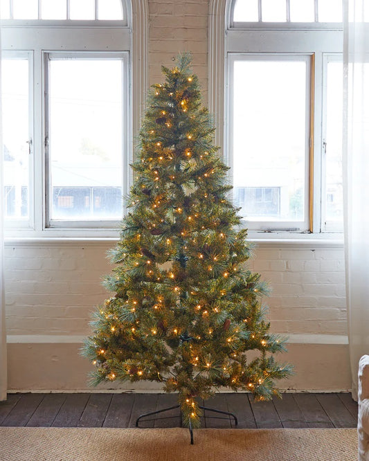 LED MIXED NORWEGIAN SPRUCE 222CM CHRISTMAS TREE X1933 (FOR PICK UP ONLY)