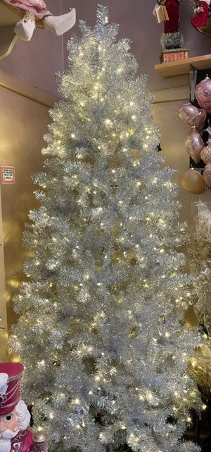 VINTAGE SILVER LED 7FT 5IN CHRISTMAS TREE X2878 (PICK UP IN STORE ONLY)