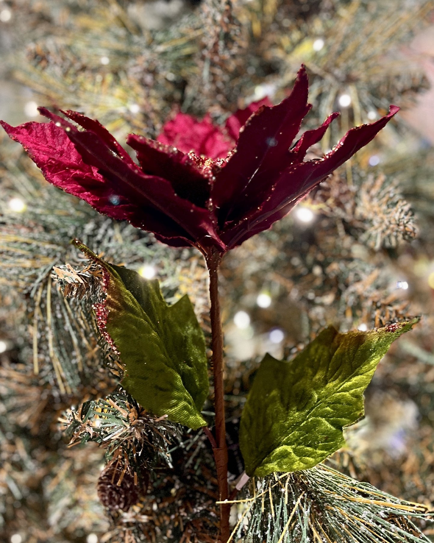 BURGUNDY POINSETTIA WITH LEAVES X3294BU