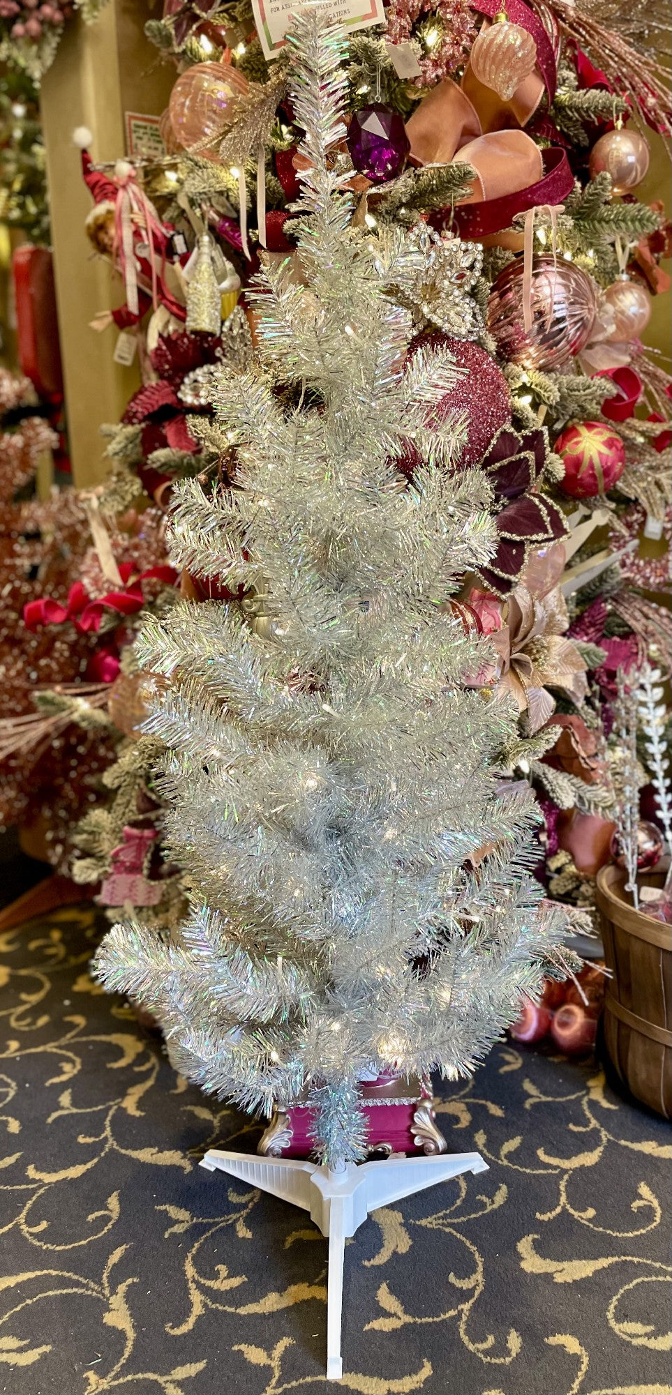 TINSEL CHRISTMAS TREE SILVER 4FT X3453