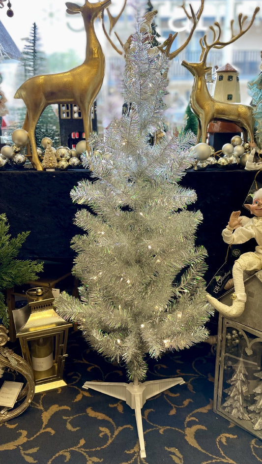 TINSEL CHRISTMAS TREE SILVER 4FT X3453