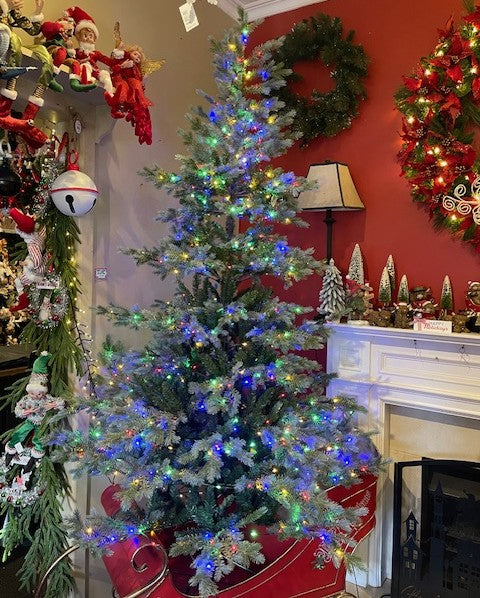 SILVER SPRUCE SOFT TOUCH LED MULTIFUNCTION LIGHTS 7FT 6 INCH TREE X3457(PICK UP IN STORE ONLY)