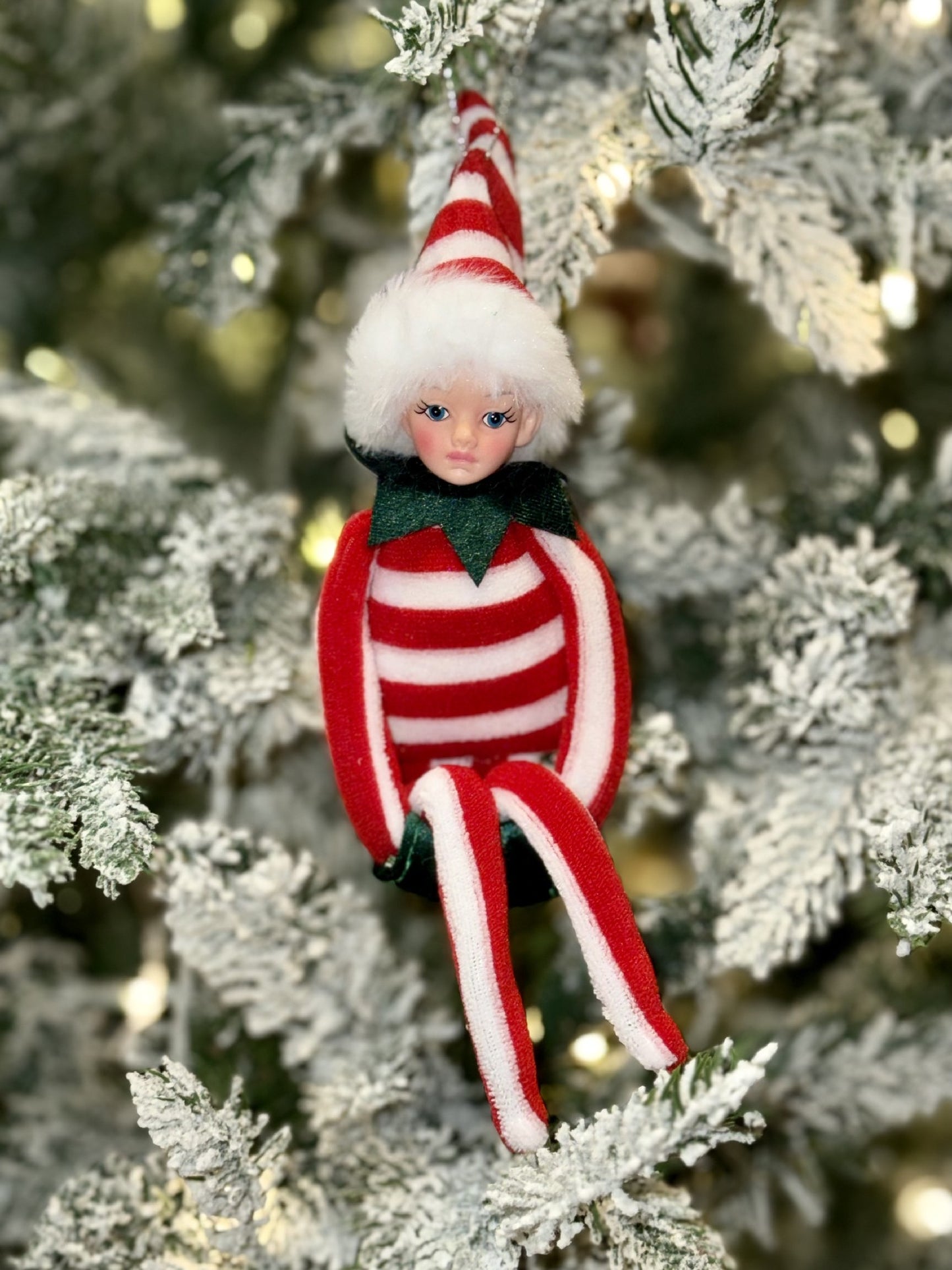 CANDY STRIPE ELF HANGING ORNAMENT X3536RD