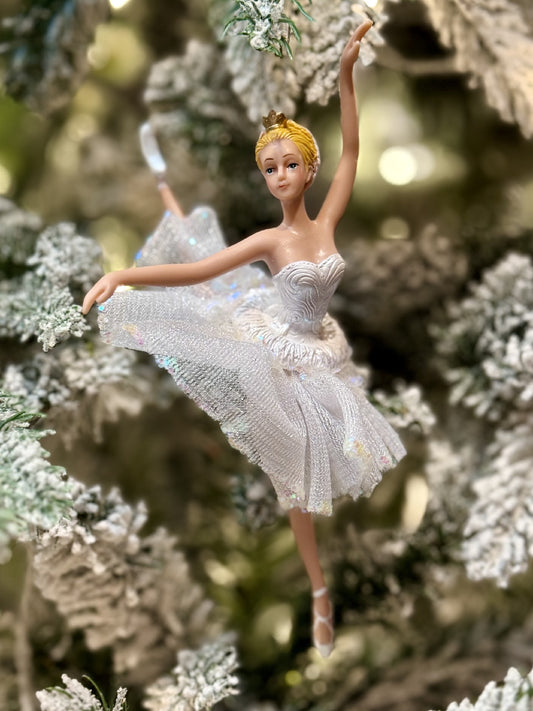 XMAS BALLERINA BLONDE WHITE 19CM X3648