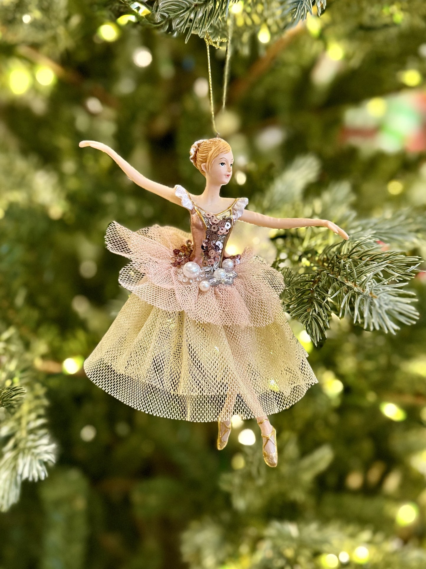 XMAS BALLERINA IVORY/PINK 15CM X3651