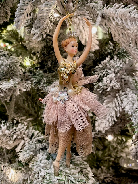 PINK/GOLD BALLERINA HANGING ORNAMENT X3653