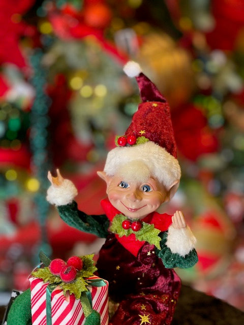 AMBROSE ELF ON SLEIGH 21CM X3797