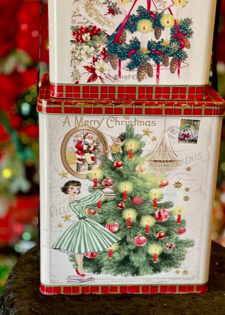 VINTAGE CHRISTMAS SET OF 3 TINS X3893