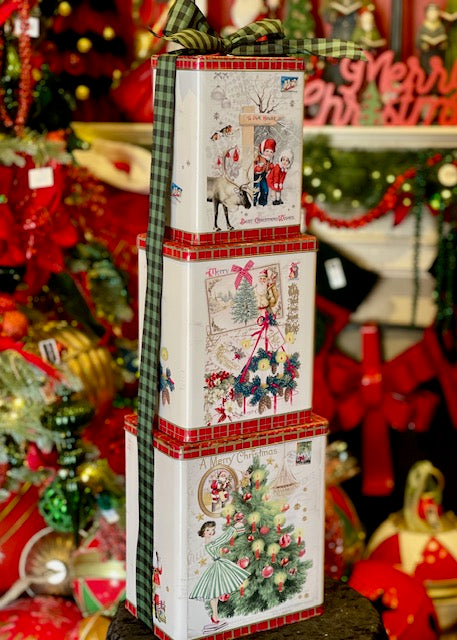 VINTAGE CHRISTMAS SET OF 3 TINS X3893