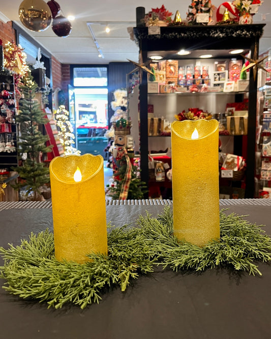 GOLD LED WAX PILLAR CANDLE SMALL SYBGOS
