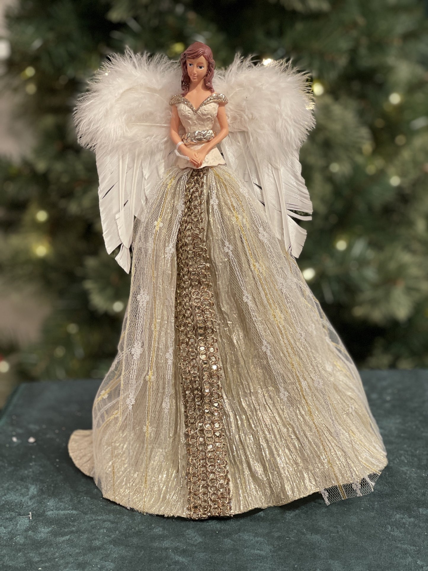 CHAMPAGNE/WHITE CONE ANGEL TOPPER XMLDACW